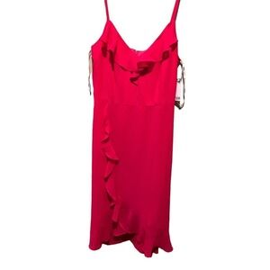 Kensie Midi Wrap Dress Women 8 Pink Adjustable Spaghetti Strap Sleeveless V-Neck